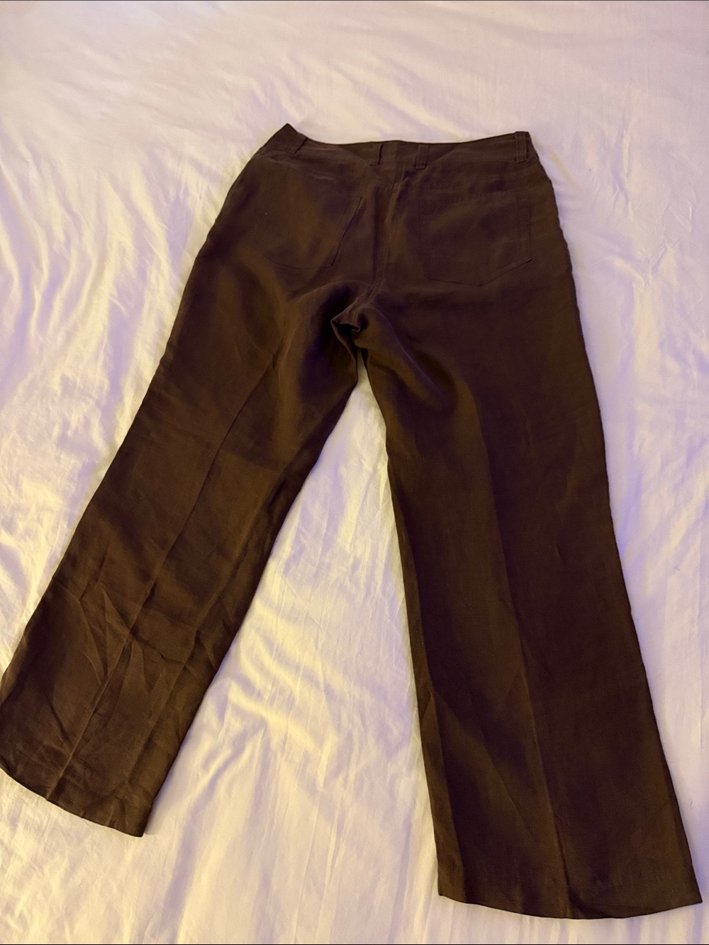 Eileen Fisher Wide-Leg Linen Blend Pants - Dark Brown - Picture 7 of 9